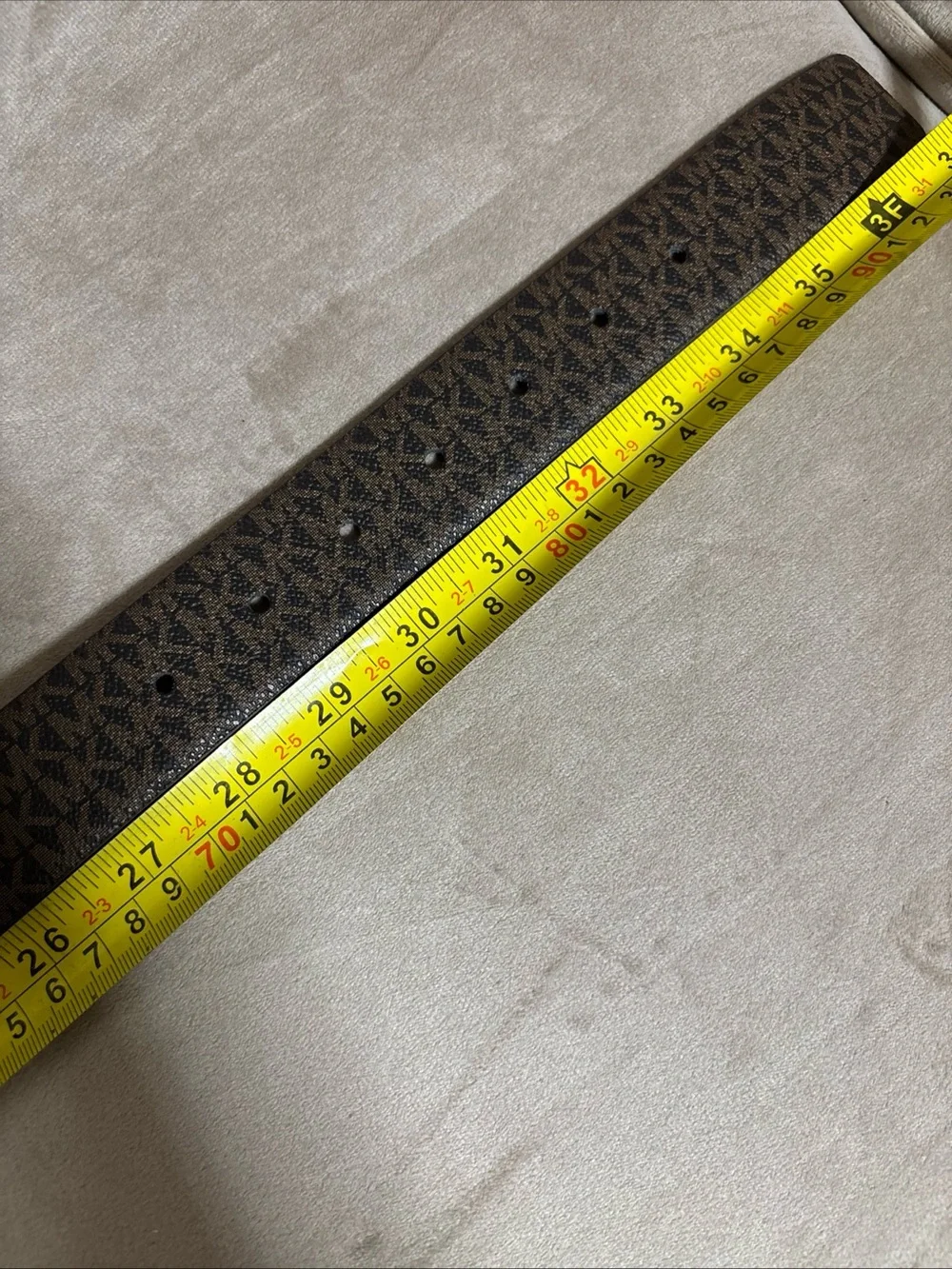 Authentic Michael Kors Reversible Logo Monogram Belt Brown/Gold Hard Size Small
